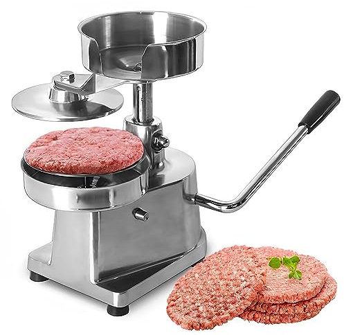 Kommerzielle Maschine, kommerzieller Hamburger-Patty-Maker, manuelle Hamburger-Formungsmaschine mit rutschfestem Griff und Gummimatte, Edelstahl-Burgerpresse für Küche, Restaurant,