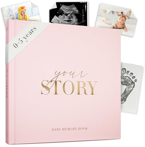 Erinnerungsbuch für Baby-Mädchen – Blush Pink Andenken-Tagebuch für Neugeborene bis 5 Jahre | Babyparty-Aufzeichnungsbuch, Meilenstein-Tracker, Scrapbook & Fotoalbum