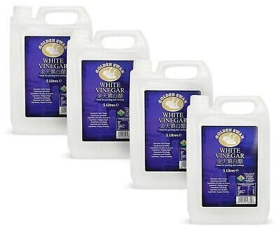 Goldden Swaan White Vinegar - 5 Litre (Pack of 4) | Multi Purpose Use | Perfect For Cleaning, Pickling, Marinating & Cooking | Distilled White Vinegar