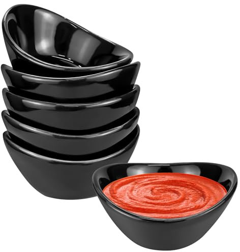 CECOMBINE 6 Pack Ceramic Dipping Bowls, 2.7 Oz Porcelain Dipping Sauce Dishes Dip Pinch Bowl, Soy Sauce Dishes Mini Bowls for Charcuterie Board Sushi, Tomato Sauce, Salad Dressing, BBQ