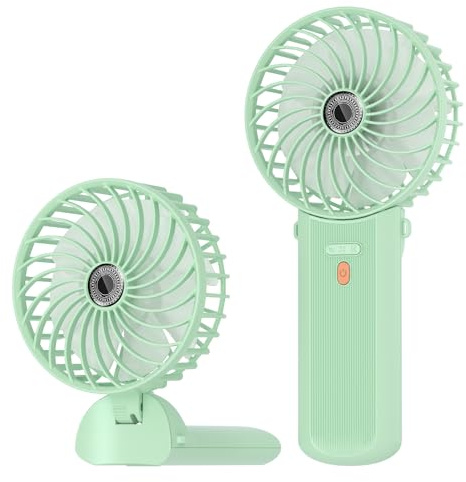 Lepwings Handheld Fan Rechargeable, Foldable Portable Mini Fan with 4 Speeds, USB-C Battery Operated Personal Desk Fan, Lightweight Cooling Fan for Travel, Office, Home and Outdoor Use-Mint Green