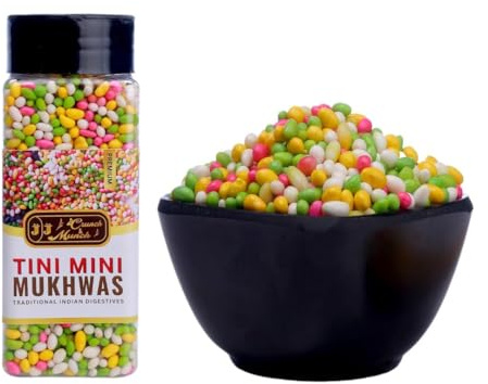 JJ Crunch N Munch, Mint Coated Fennel Seeds (Colorful Tini Mini Saunf) - Jar Pack, Mouth Freshener/Mukhwas (Each- 200 gm) (1)