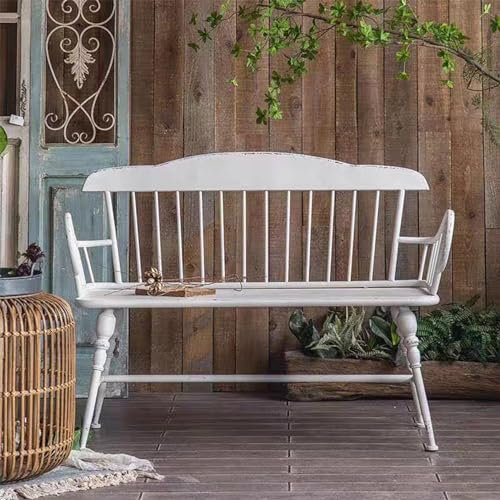 NRNQMTFZ Gartenbank Metall,Vintage Sitzbank mit Armlehnen & Rückenlehne,Outdoor-Stuhl im Landhausstil,Wetterfest Parkbank,für Terrasse, Park, Terrasse, Balkon