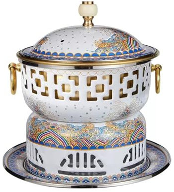 OYWEHECE Chafing Gerichte Single Person Kleine Kupfer Topf Alte Peking Kleine Fette Kuh Hot Pot Chinesische Traditionelle Cloisonne Hot Pot Commercial,D
