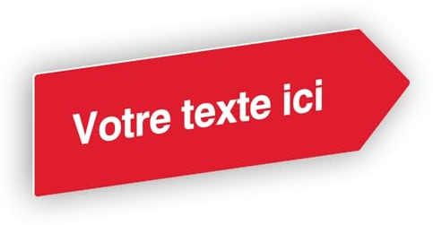 Flèche directionnelle gravée autocollante personnalisable, Plaque signalétique orientation Droite -rouge - format 20x6