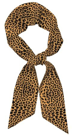 ALLiYa Langer Seidenschal mit Leopardenmuster (Satintuch), modische Kopfbedeckung, Stirnband, Krawatte, Mode-Accessoires, Schwarz , One size