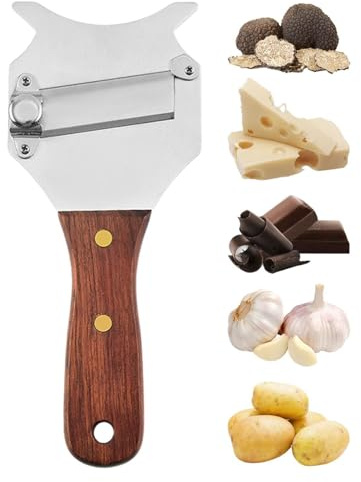 Senermter Trancheuse Truffe, Trancheur De Truffes, Râpe À Truffe, Coupe Truffe, Trancheuse À Fromage À Truffe Réglable avec Poignée en Bois, Râpe À Chocolat