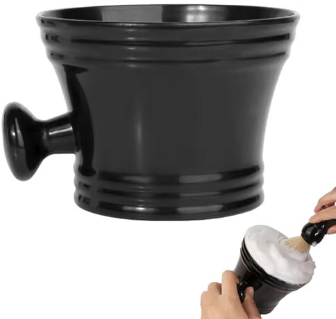 SOGHO Ciotola per rasatura, professionale Shaving Mug, ciotola per sapone da rasatura, ciotola da barba da uomo, in plastica con manico, ciotola per la pulizia del viso