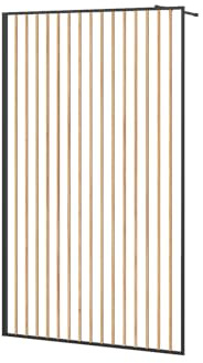 Vente-unique-Duschwand für begehbare Duschen - Aluminium - Holz-Optik & Schwarz matt - 120 x 200 cm - TOPEKA