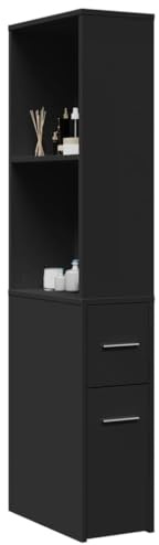 QJBSAVVA Mobiletto Cucina Armadio da Esterno Scarpiera Mobile Sala - Armadietto da Bagno Stretto con Ruote Nero in Truciolato per Ingresso Soggiorno Ufficio Salotto