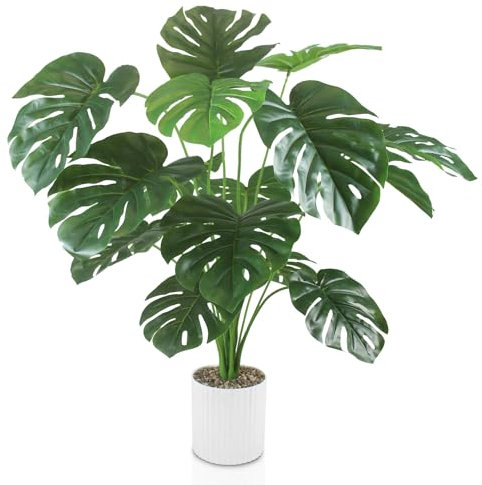 INSANYJ Monstera konstgjorda växter stor, 80 cm hög, 24 grenar konstgjord växt Splitphilo i kruka, konstgjorda växter, plastväxt, dekoration, modern, vardagsrum, balkong, sovrum, rum, bröllop, fest