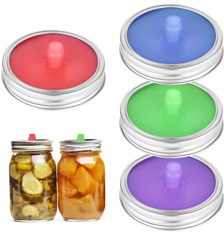 Tarro de silicona con tapa grande, juego de 4 tapas de fermentación, tapas de fermentación de grado alimenticio, tapa de silicona para fermentación, accesorios para kimchi, pepinos, alimentos