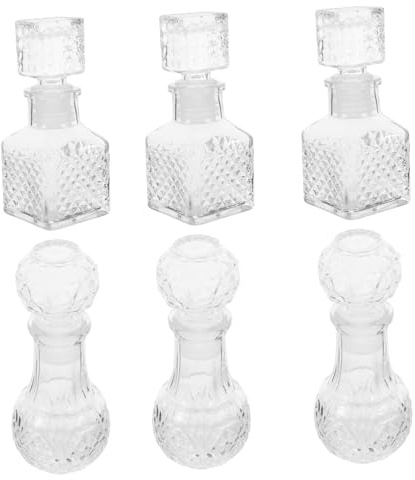 SOLUSTRE Whisky in Vetro Versatore Set da 6 Bottiglie Cristallo da 50ml e Funzionalità Design Raffinato la Conservazione della Freschezza, per Feste e Raduni Familiari