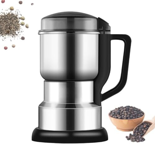 Macina caffè Elettrico & Macina Spezie Elettrico Polvere Fine – 400W Lama Acciaio Inox ad Alta velocità, 400g capacità, Macinino per Chicchi, Erbe, Cucina