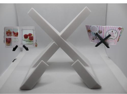 Recipe Book Stand & iPad Holder for Kitchen – PLA Plastic Cookbook Stand in 3 Colours – Book Stand for Reading, Tablet, or Cooking – Lightweight, Durable, Eco-Friendly (White)