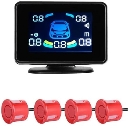 Sensores De Aparcamiento Sensor Aparcamiento Parktronic Electronics Detector Automático Trasero Asistencia Marcha Atrás Radar Marcha Atrás Sensor De Estacionamiento(Rojo,4)