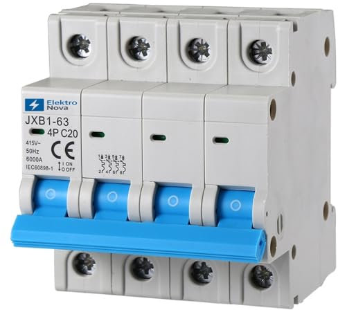 ELEKTRONOVA Interruttore Magnetotermico trifase 4P 20A C20 6kA – 4 Moduli DIN – 380V