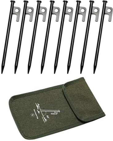 8 Stück Zeltheringe Stabile Stahl Metallpfähle für Boden für Ausflug Picknick Camping Länge 20cm Schwarz