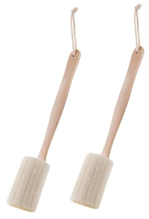 Healvian 2pezzi Spazzola Per Schiena Con Manico Luffa Setole Morbide Per Esfoliazione e Massaggio Delicato Strumento Da Bagno Ergonomico Per Doccia e Pulizia Del Corpo
