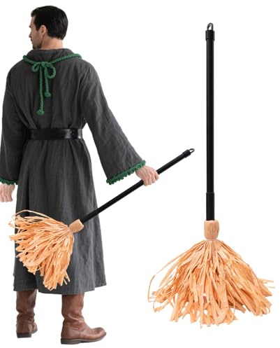 Scopa rotante per Halloween, scopa da rotante, accessorio decorativo spaventoso LED con batterie per interni esterni, feste, portico, giardino, parcheggio