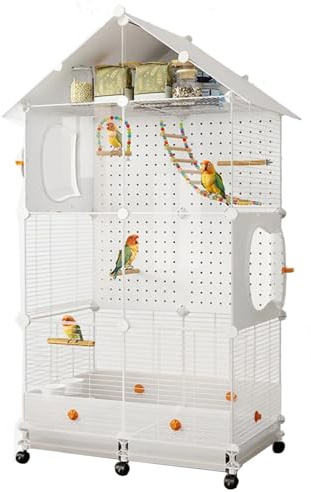 Large Indoor Bird Cage for Parakeets and Cockatiels with Rolling Stand, Flight Aviary for Conures, Finch, and Parrot