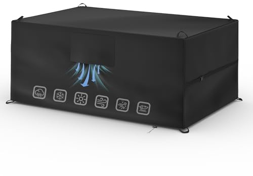 Wasserdichte Gartenmöbel Abdeckung 300*250*100cm Schutzhülle für Gartenmöbel 420D Oxford-Gewebe PU Anti-UV Schutzschicht Abdeckplane Winterfest Entlüftung Gartentische Abdeckhauben für Möbelsets