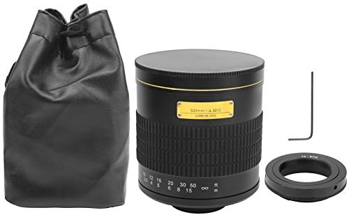 lyrlody Objectif Principal d'appareil Photo, Téléobjectif Miroir en Alliage, Prise de Vue Longue Distance pour Monture EF (Black)