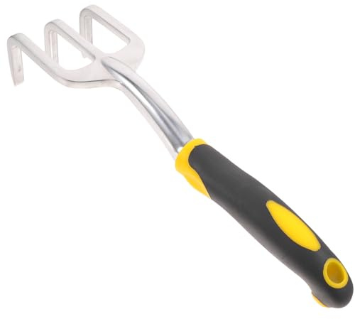 SHINEOFI Magnesium Aluminium Legierung Garten handrechen mit Zinken Robuster Kultivator zum Unkrautjäten und Bodenlockern Leichtes Kleines Gartenwerkzeug für Beete Blumen und Gemüsepflege