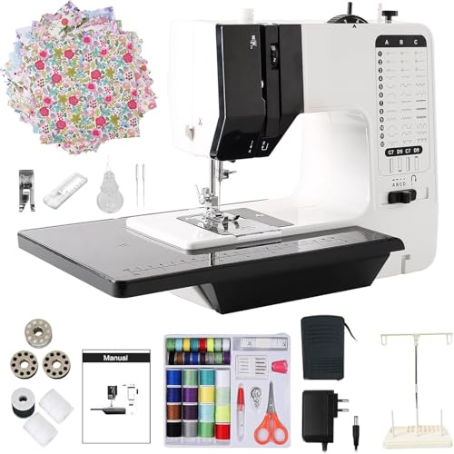 LetCart 738 Mini Nähmaschine für Anfänger mit 12 Stichen, LED Licht, Fußpedal, Komplettes Set mit Zubehör, Elektrische Nähmaschine, Tragbare Nähmaschine, Ideal für Kleidung, Textilien