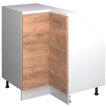 Vicco Eck-Küchenschrank für Dachschrägen R-Line, Goldkraft Eiche, 75.6 cm | Verbindet zwei Dachschrägen · Tiefe 46 cm · Höhenverstellbare Füße · 1 Tür · 1 Einlegeboden