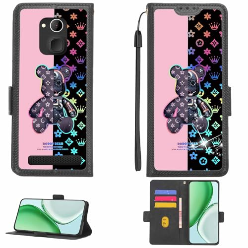 Kinetijy Case Compatible for IQU SMARTEasy Q50 Seniors Smartphone Phone Case Flip Cover [with Tempered Glass Screen Protector][RFID Blocking][Colorful Reflect Light] LPT-JXX