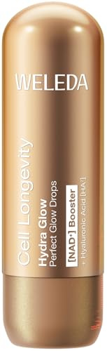 WELEDA Cell Longevity Hydra Glow Perfect Glow Drops Gesichtspflege 15ml | Gesichtspflege mit [NAD⁺] Booster & Hyaluronsäure für strahlenden Teint mit sanft goldenem Finish (Naturkosmetik, vegan)