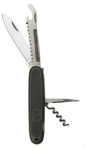 Navaja Militar BW, Multiherramienta de Metal, con Sierra, Lima, Abrebotellas, Sacacorchos y Punzón, 18,8 cm
