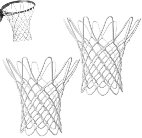 2 Stück Basketball Ersatz Netz, Basketballnetz für Standard Größe, | Wetterfest Nylon Ballnetz, Basketball Ersatznetz für Die Innen und Außenmontage Geeignet