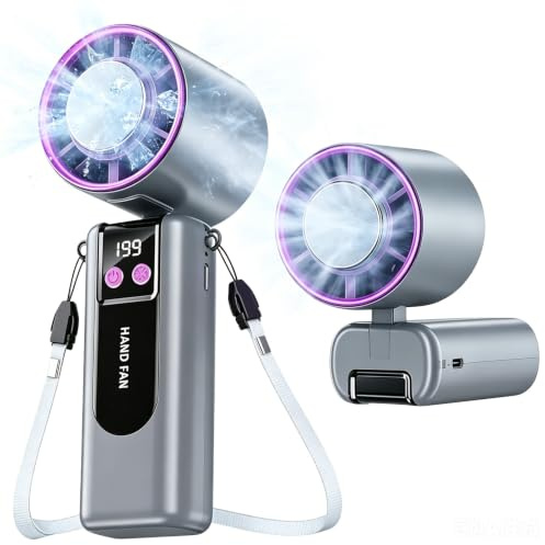 Mini Ventilador Portátil Turbo 199 Velocidades de Flujo de Aire Potente 9 m/s Ventilador de Mano Silencioso, Pequeño Ventilador Plegable para Mano,Cuello o Mesa, Recargable para Verano, Viaje y