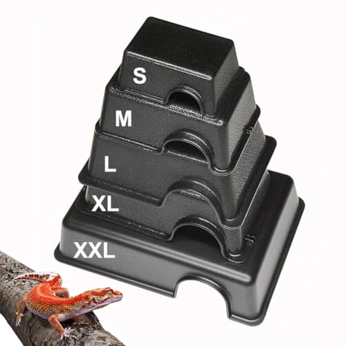 Reptile Hide Box for Ball Pythons, Geckos and other Reptiles, Amphibians and Mammels – Moisture-Retaining Plastic Cave with Matte Surface, for Snake Vivarium, Tortoise Enclosure. (S)