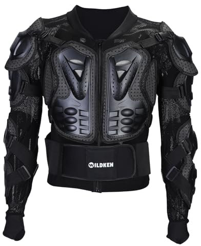 WILDKEN Giacca Moto Corpo Armatura Indumenti di Protezione Completa Moto Professionale Sportivo per Donna Uomo Adulto Spina Dorsale Tuta da Motociclista (Nero, 3XL)