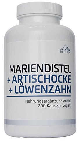 Bergen Mariendistel Artischocke Löwenzahn - Komplex Hochdosiert mit 80% Silymarin. 200 Vegane Kapseln ohne Zusatzstoffe