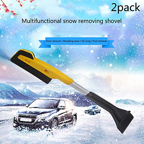 Braveking Eiskratzer Auto, Eisschaber Auto Eisbesen 2 in 1 Langlebiger Und Stabiler Schneeschaufeln Mit Schwamm Und Eiskratzer Schaumstoffgriff, Für LKW SUV Windschutzscheibe,2pack