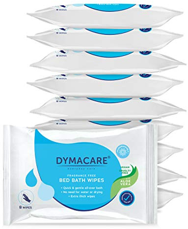 DYMACARE® - Feuchte Hautreinigungstücher, parfümfrei, weich, große Tücher für Gesicht-Körper-Hände, mit pflegender Aloe Vera, Klinik Qualität (10 Packungen)