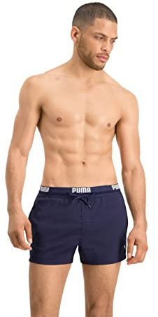 PUMA herrlogotyp kort längd badshorts (1-pack), Marinblått Xsp, XS