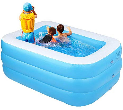 Naroote Piscine Gonflable pour Enfants, Piscine Gonflable pour Enfants Haute qualité pour Enfants Utilisation à Domicile pataugeoire Grande Taille Piscine carrée Baignoire(Bleu)