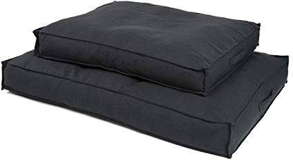 JAMAXX Premium Hundekissen in edler Leinen-Optik - Orthopädisch Memory Visco Schaumstoff/Waschbar Abnehmbarer Bezug/Wasserabweisender Innenbezug - Hundebett PDB1005,90x70 (M) anthrazit