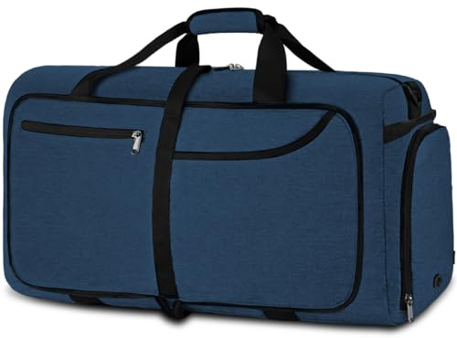 NEWHEY Reisetasche Groß 40L 65L 80L 100L 120L Faltbare Reisetaschen Leichte Sporttasche für männer mit Schuhfach für Weekender Herren Damen Duffel Taschen Schwarz