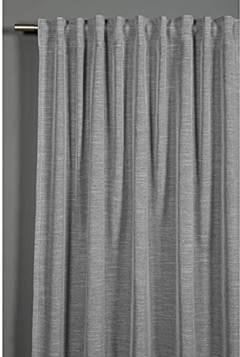 Gardinia Vorhang mit verdeckten Schlaufen und Gardinenband, Blickdicht, Lichtdurchlässig, Gardine, Struktur Uni, Silbergrau, 140 x 245 cm