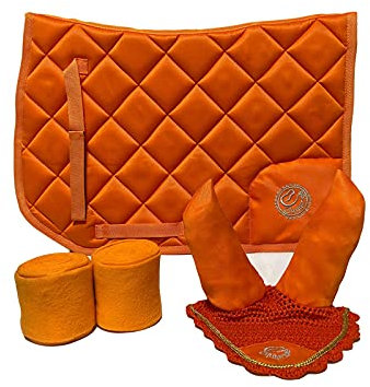 Equipride AP/GP Schabracken-Set mit passendem Fliegenschleier & Bandagen Orange (Pony)