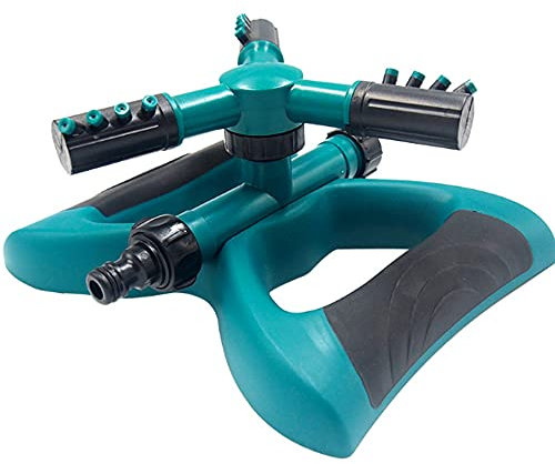 ZESLIV Three Arm Rotating Sprinkler System Automatic 360° Garden Sprinkler Sprayer Lawn Sprinkler Adjustable Garden Hose Watering oscillating Sprinkler for Garden Lawn Yard Kid Grün