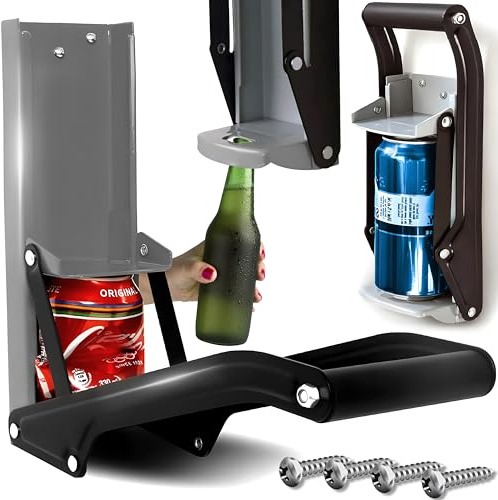 Retoo Triturador de Latas y Botellas 2 en 1, Aplasta PET, Aluminio y Cartones, Instalación en Pared, Ecológico y Económico, negro