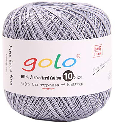 golo Häkelgarn Größe 10 für handgestricktes Häkelgarn Baumwolle häkelgarn (Helles Silbrig-666)