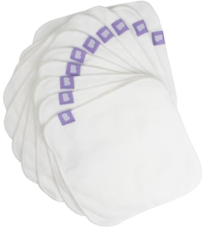 Bambino Mio, Lingettes bébé lavables Extra+, Saines, Zéro déchet, Deux utilisations, Lot de 10, Neige - L'emballage peut varier